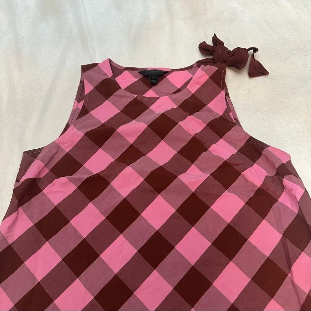 J. Crew bow shoulder top oversized gingham Pink 51300 - Picture 3 of 9